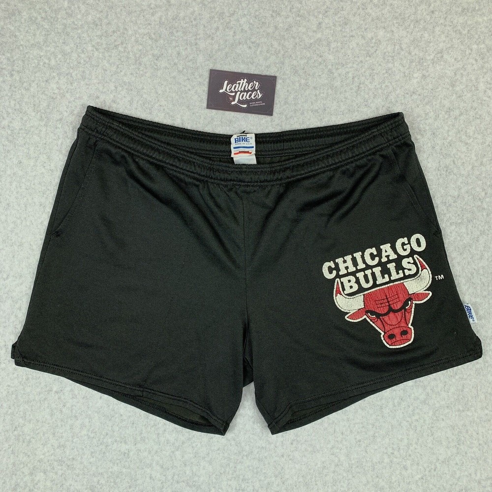 Bike Womens Shorts Size Medium Vintage Made in USA Black Chicago Bulls Nylon